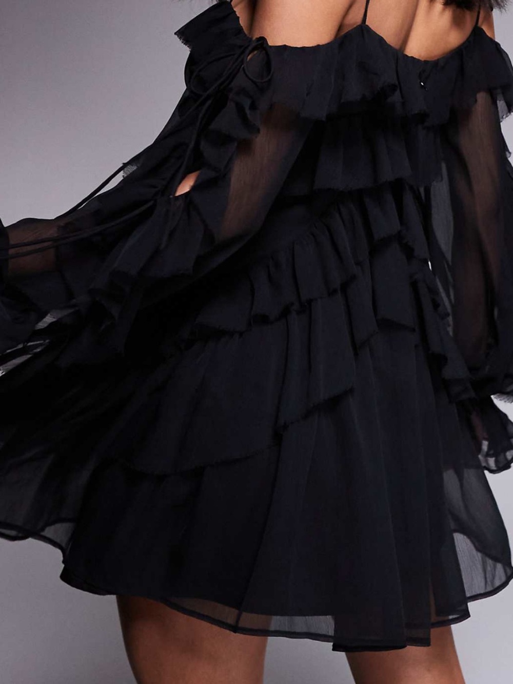 Black Ruffle Off-Shoulder Dress